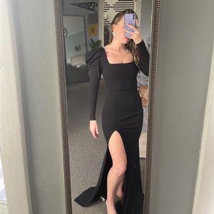 WINDSOR TAYLA formal thigh slit mermaid holiday dress w puff sleeve size small